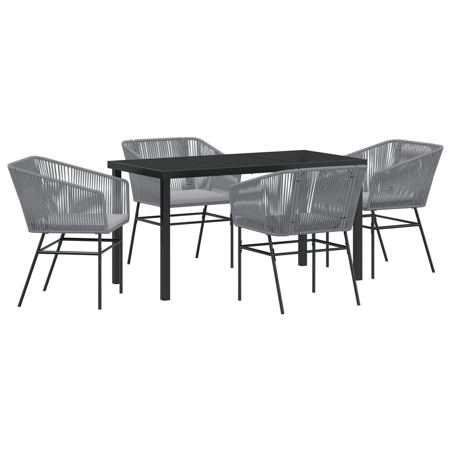 5-Delige Tuinset Met Kussens Grijs Poly Rattan