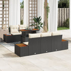 Garden Dining Set with Cushions 6 pcs Black and Beige