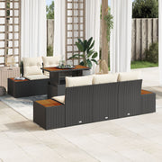 Tuinset 6-delig poly rattan zwart beige