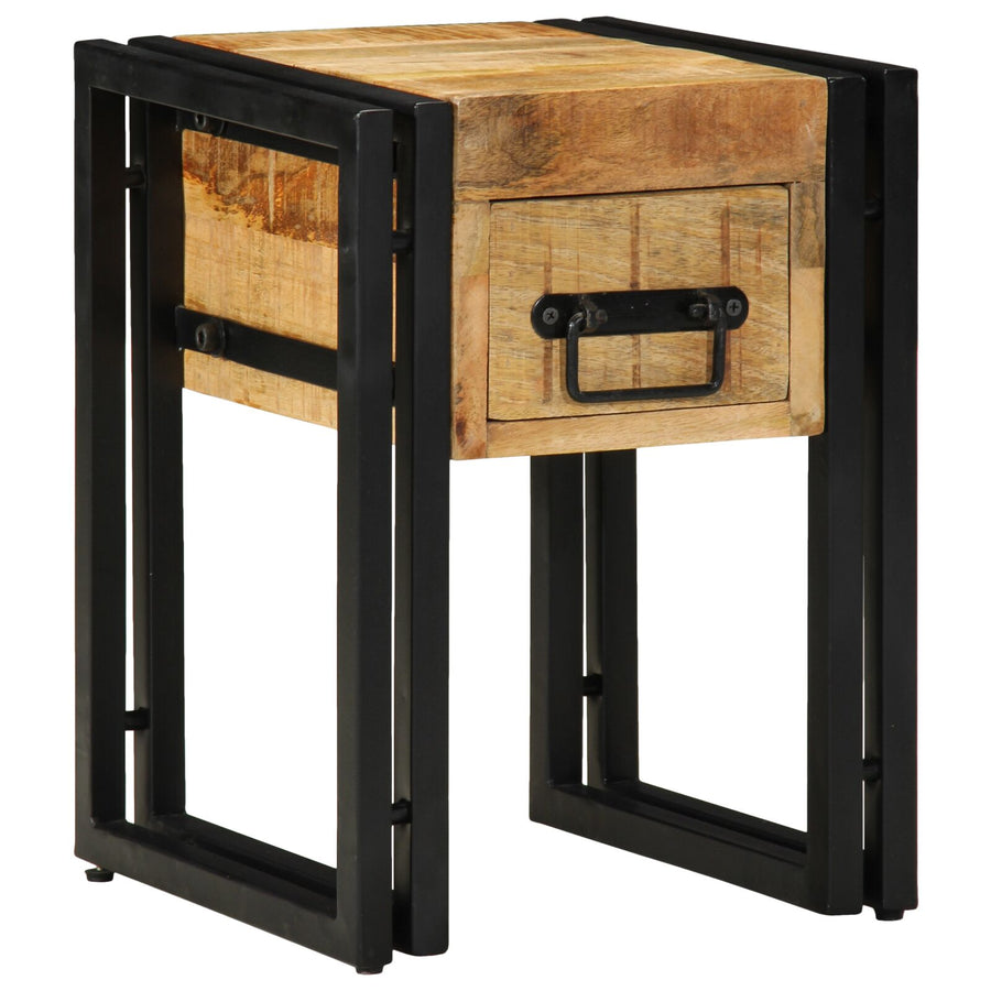 Bijzettafel Met Lade Zwart Massief Mangohout 30 x 30 x 40 cm Massief ruw mangohout
