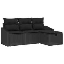 4-Delige Tuinsofa Set Met Kussens Zwart Poly Rattan Wit