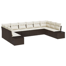 10-Delige Tuin Sofa Set Met Kussens Bruine Poly Rattan