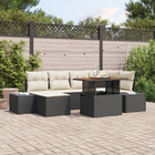 Garden Dining Set with Cushions 7 pcs Black and Cream