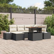 Garden Dining Set with Cushions 7 pcs Black and Cream
