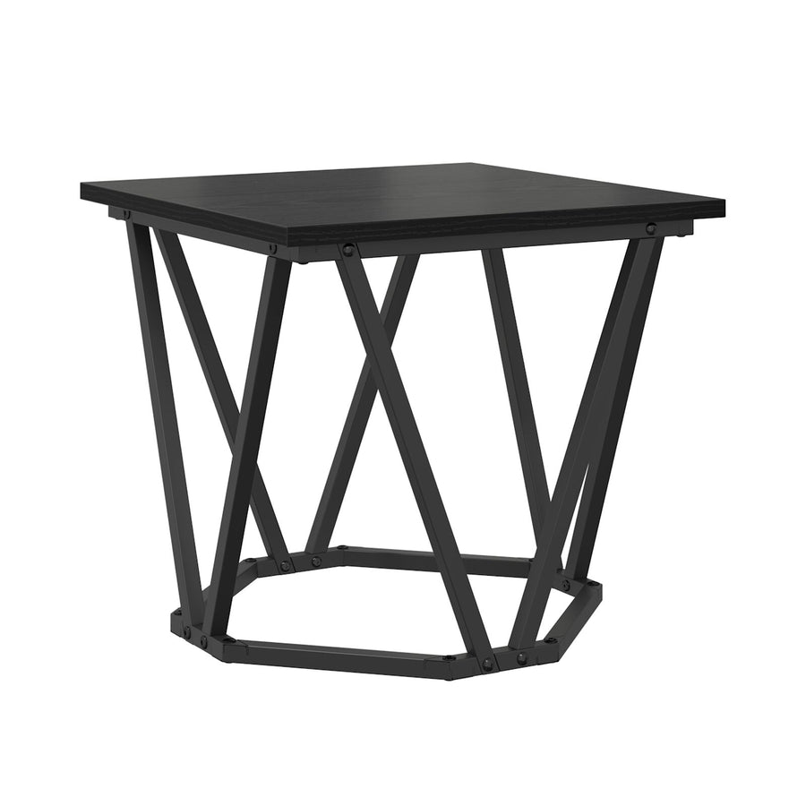 Salontafel Stalen Frame, Houten Blad Klein Duurzaam Zwart eiken