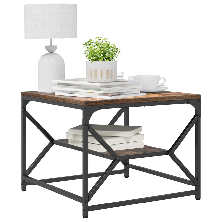 Salontafel Met Plank In Gerookt Eiken Van Geengineerd Hout Gerookte eiken 51 x 50 x 40 cm