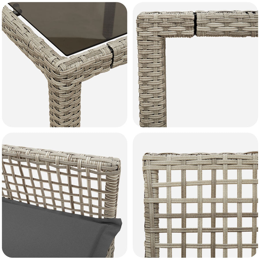 5-Delige Tuin Eetset Met Kussens Lichtgrijs Poly Rattan