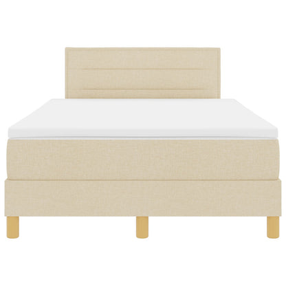 Boxspring Bed Met Matras Stof Crème 120 x 200 cm Lijnen ontwerp