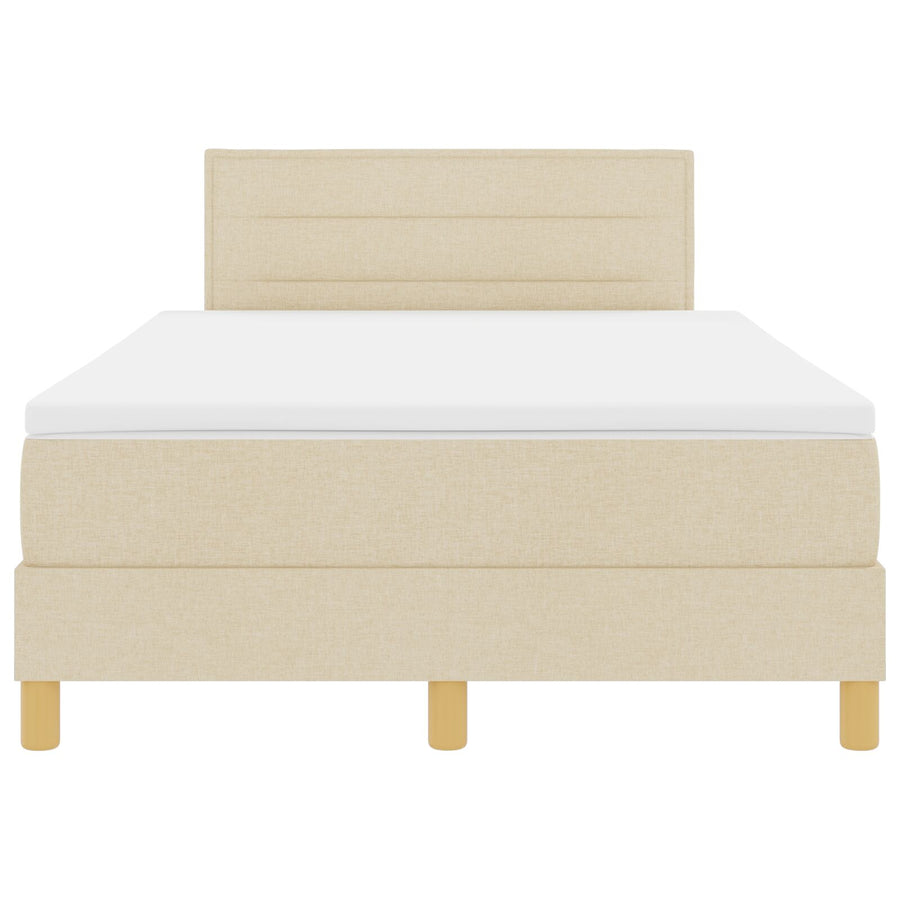 Boxspring Bed Met Matras Stof Crème 120 x 200 cm Lijnen ontwerp