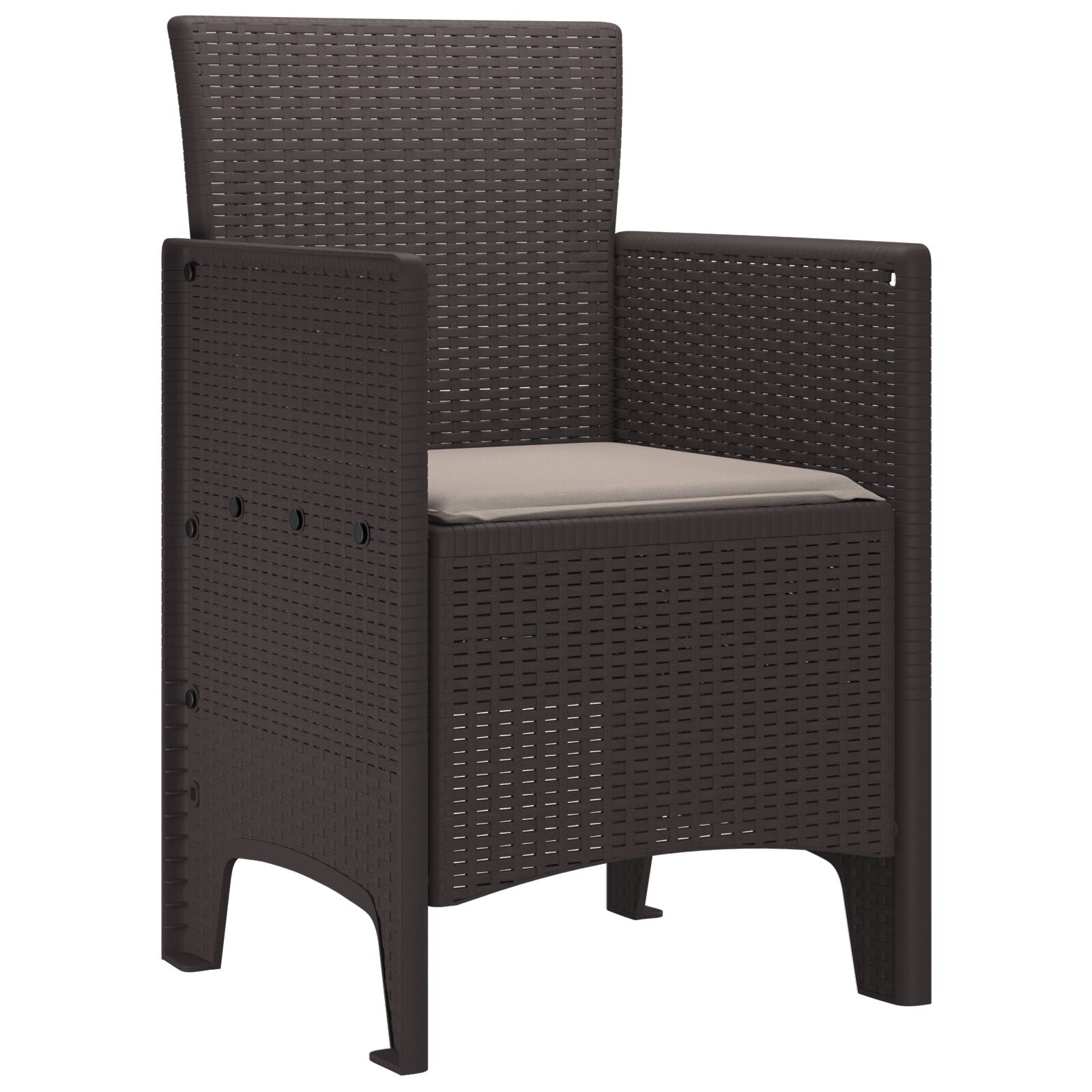 Tuinstoelen Met Kussens Set Van 2 , Plastic, Polyester Taupe Bruin