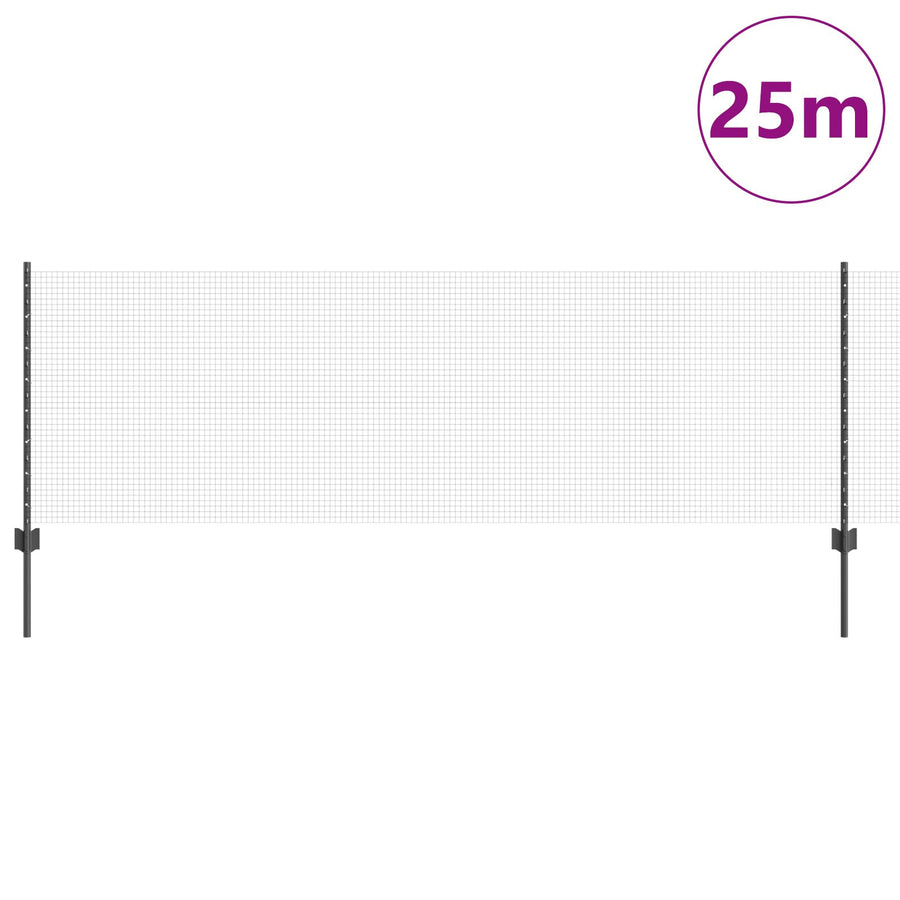Gelaste Draad Fence Met 11 U-Palen Grijs 0.8X25 M Staal