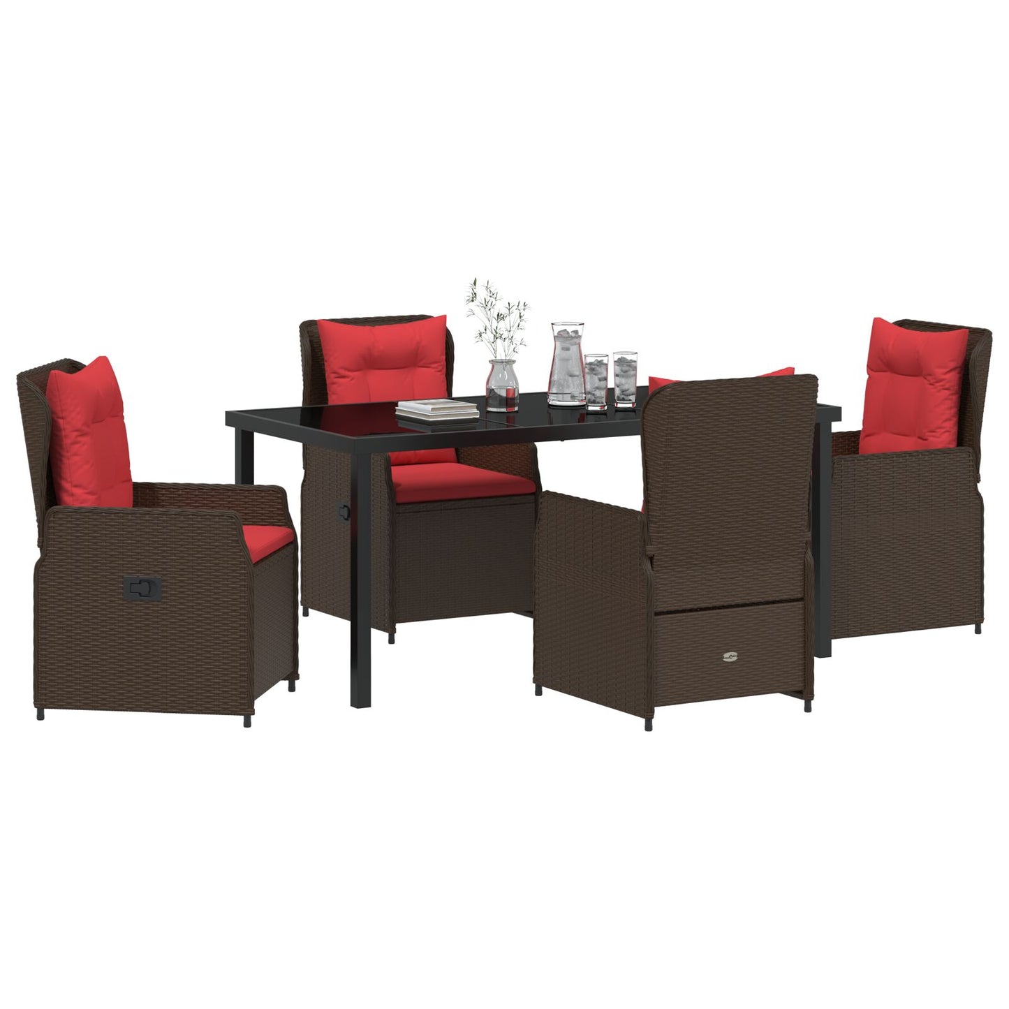 5-Delige Tuin Eetset Bruin Poly Rattan
