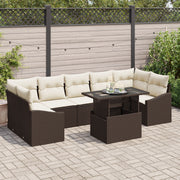 Tuin loungeset poly rattan bruin 8-delig