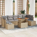 Tuinset loungebank 8-delig poly rotan beige