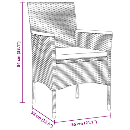 5-Delige Tuin Eetset - Grijs Poly Rattan