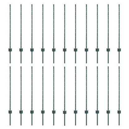 Hekpalen 22 stuks U-kanaal Groen 140 cm Staal