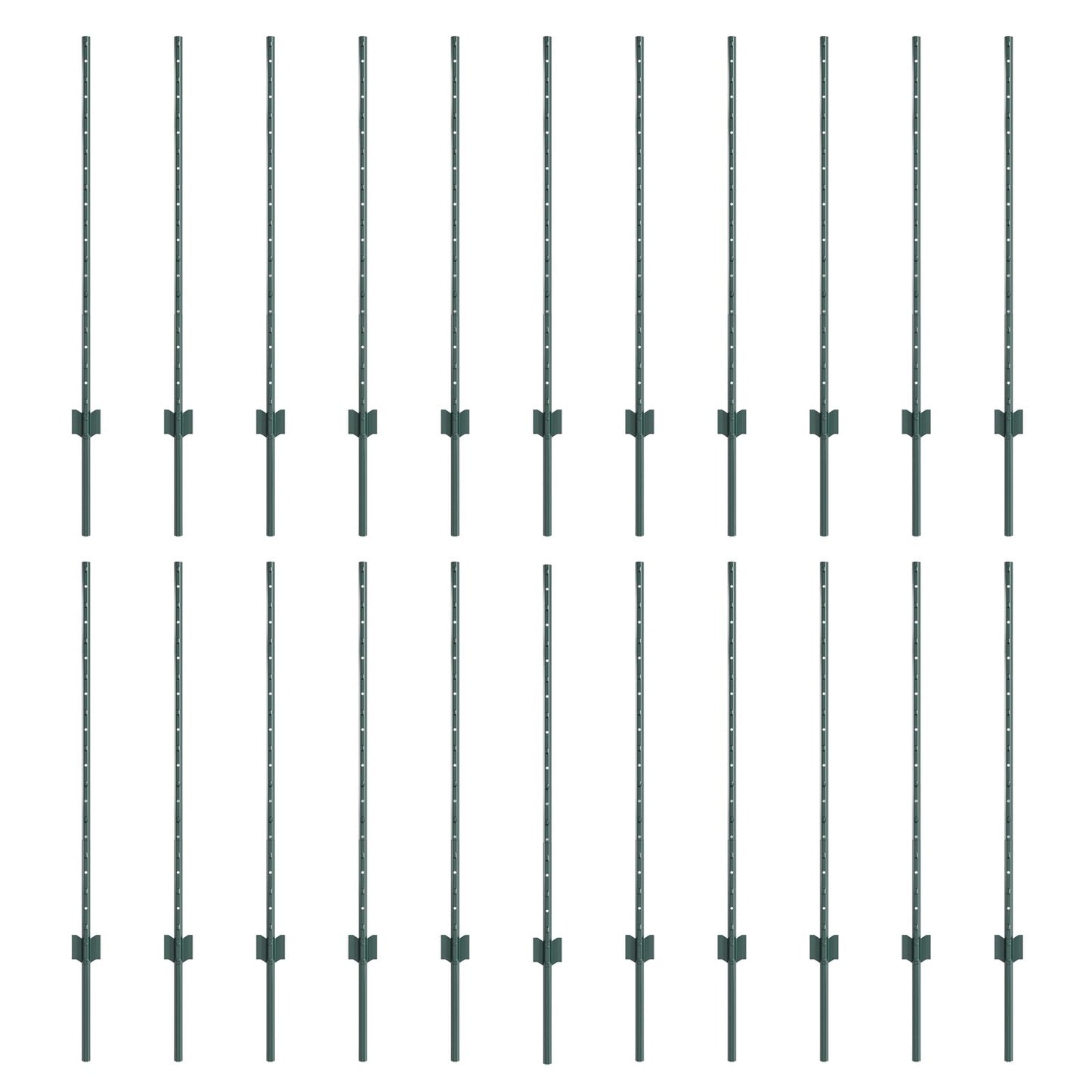 Hekpalen 22 stuks U-kanaal Groen 140 cm Staal