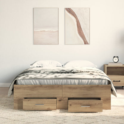 Bed Frame Met Lade Artisan Eiken 120X190 Cm Geengineerd Hout Ambachtelijk Eiken