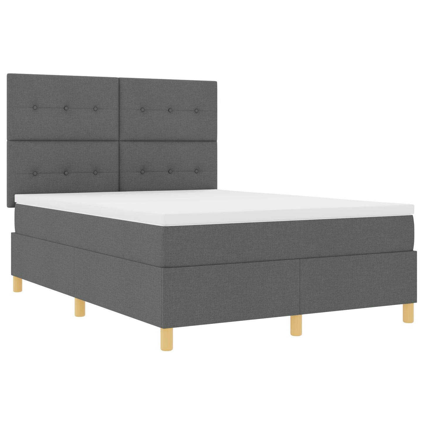 Boxspringbed Met Matras Donkergrijs 140X190 Cm Stof Blauw