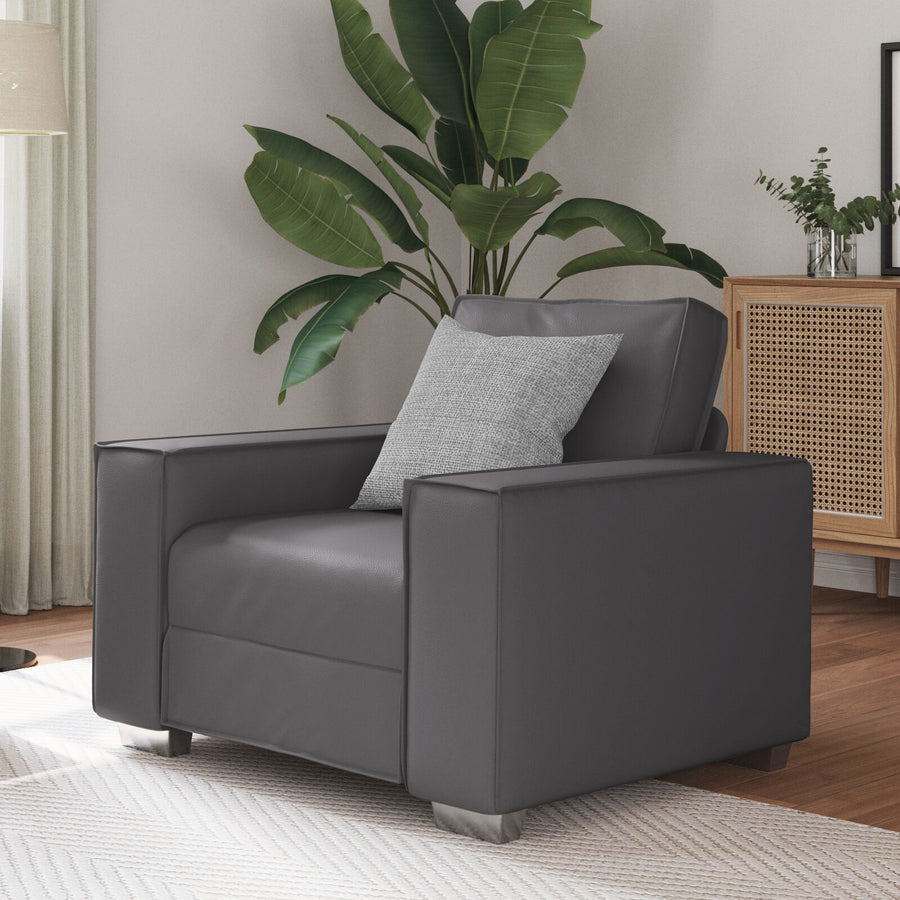 Fauteuil Kunstleder Grijs 59 cm