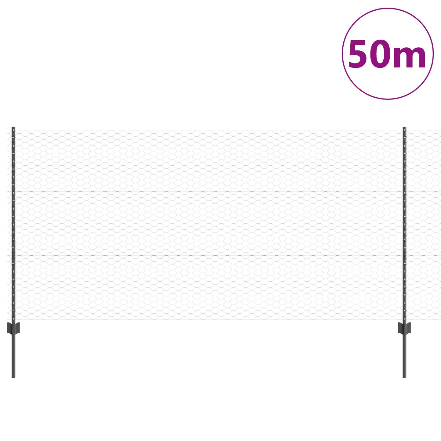 Fence Palen 22 St U-Channel Grijs 120 Cm Staal,  Zeshoekige Fence Grijs 1.2 X 50 M Staal
