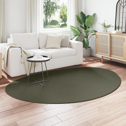 Vloerkleed 'Huarte' Zacht Kort Pool En Wasbaar Bosgroen 160 x 230 cm Ovaal-Asymmetrisch