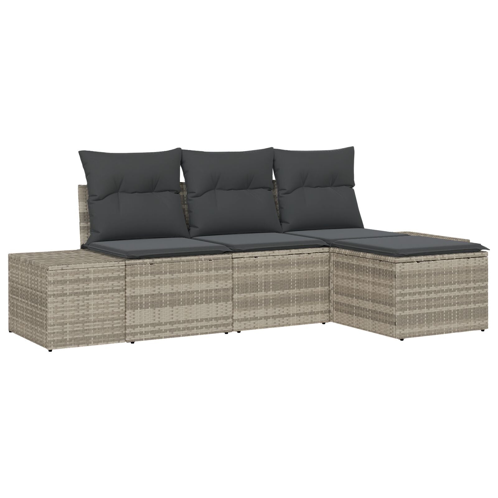 4-Delige Tuin Sofa Set Met Kussens Lichtgrijs Poly Rattan