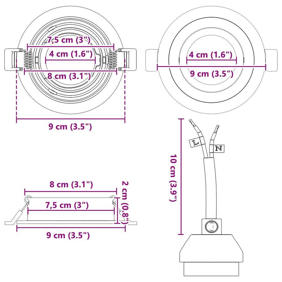 Ingebouwde Spots 24 Stuks Rond Gu10 Wit Ø91 Mm