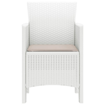 Tuinstoel Set Van 2 Kunststof Rattan Polyester Taupe Wit
