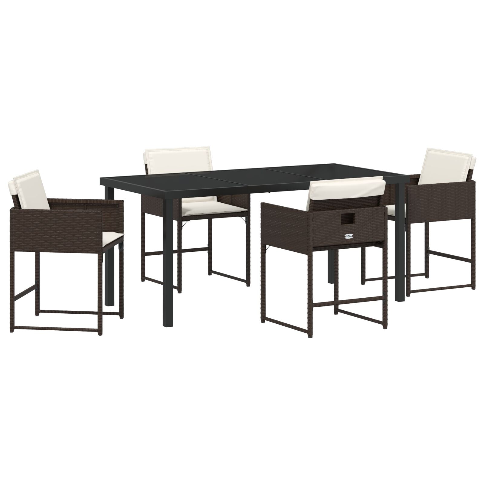 5-Delige Tuin Eetset Met Kussens Bruin Poly Rattan