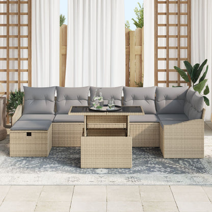 8-Delige Tuin Sofa Set Met Kussens Beige Poly Rattan Wit