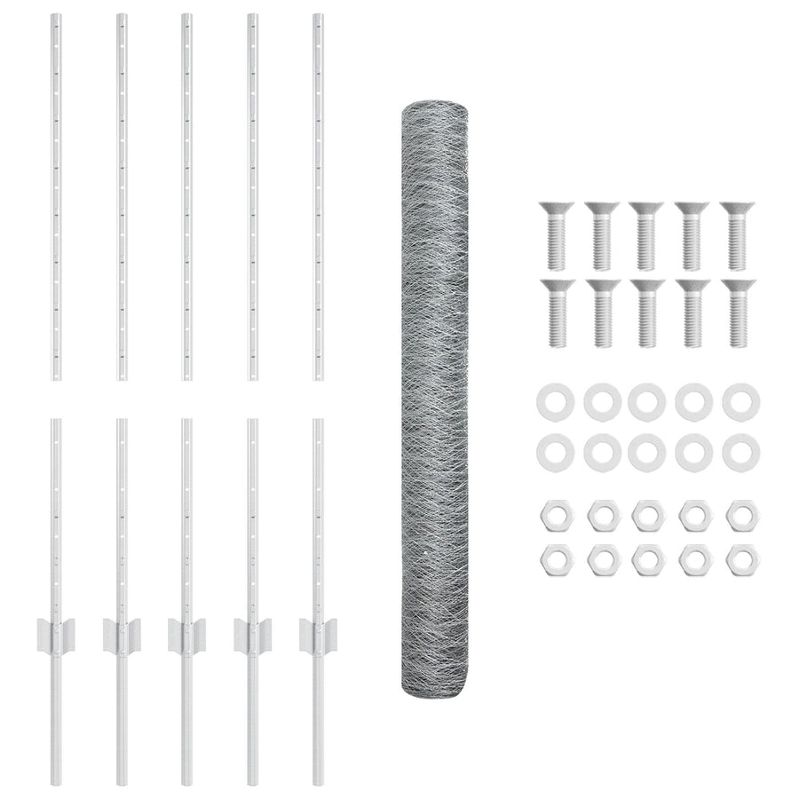 Hekpalen 10 Stuks U-Kanaal 100 Cm Gegalvaniseerd Staal,  Zeshoekig Hek 1X10 M Gegalvaniseerd Staal