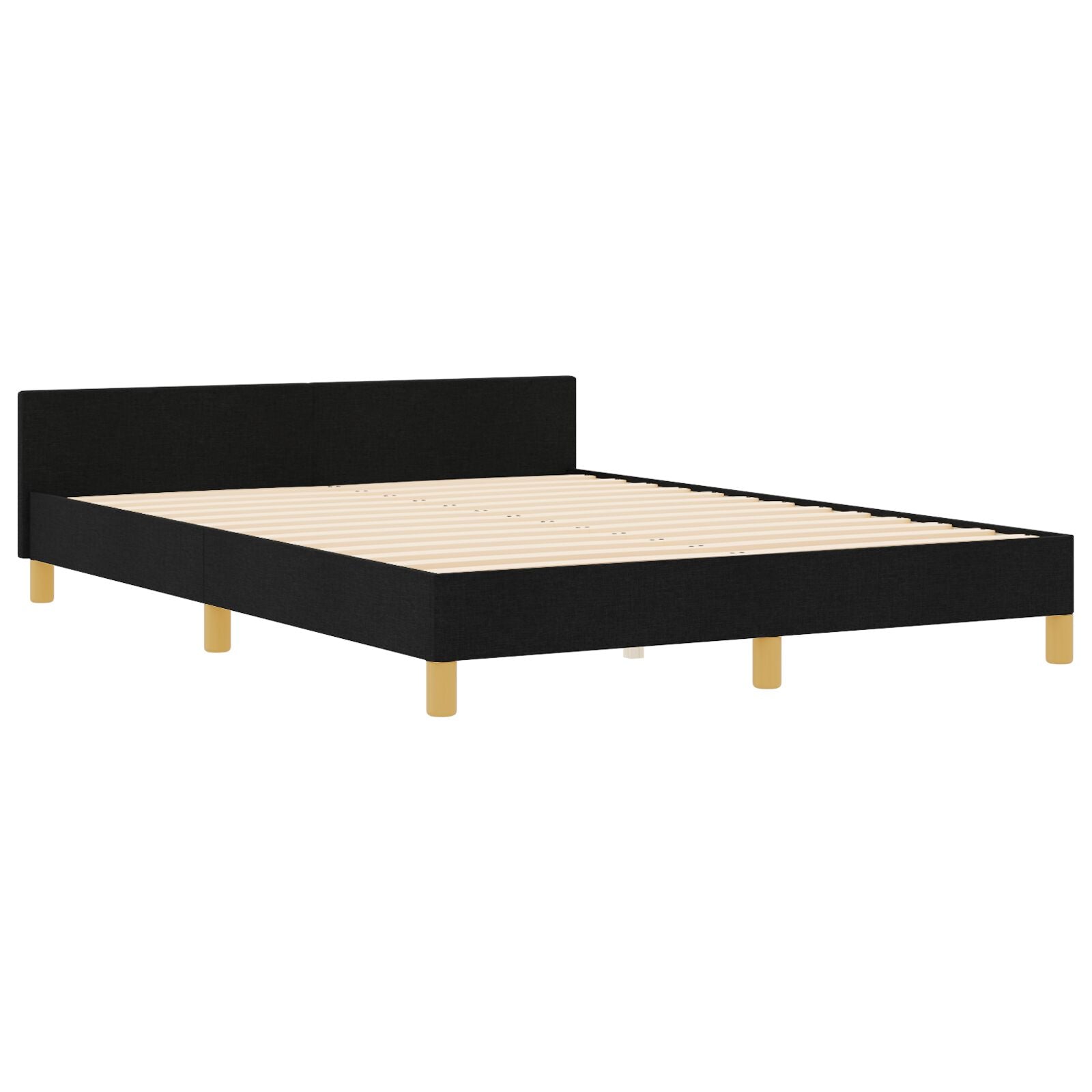 Bed Frame Zwart 140X190 Cm Stof Crème
