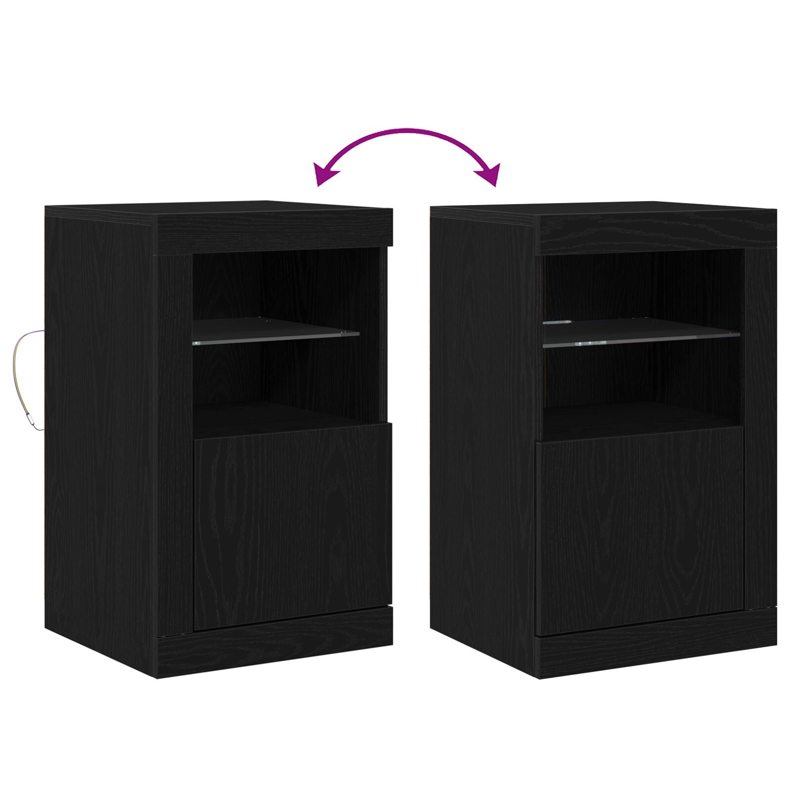 Tv-Meubel Met Led-Verlichting 41X37X67 Cm Zwart eiken