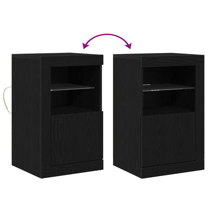 Tv-Meubel Met Led-Verlichting 41X37X67 Cm Zwart eiken