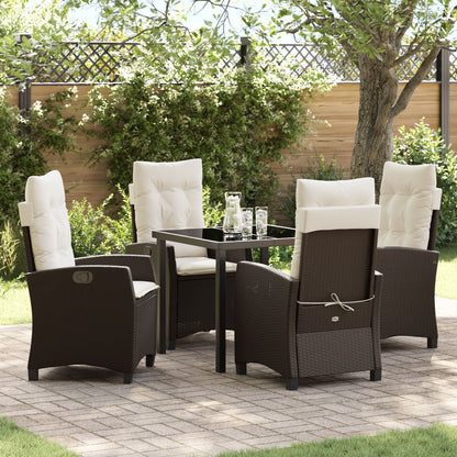 5-Delige Tuin Eettafel Set Met Kussens Bruin Poly Rattan