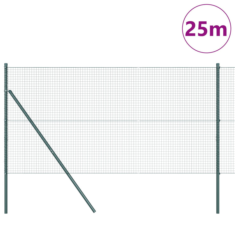 Gelaste Draadhek Met 13 Palen Groen 1.2X25 M Staal Gegalvaniseerd Staal