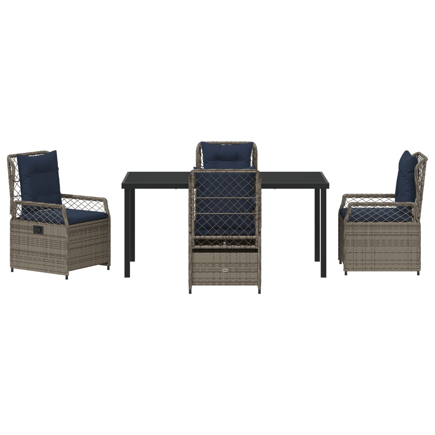 5 Delige Tuin Eetset Grijze Poly Rattan