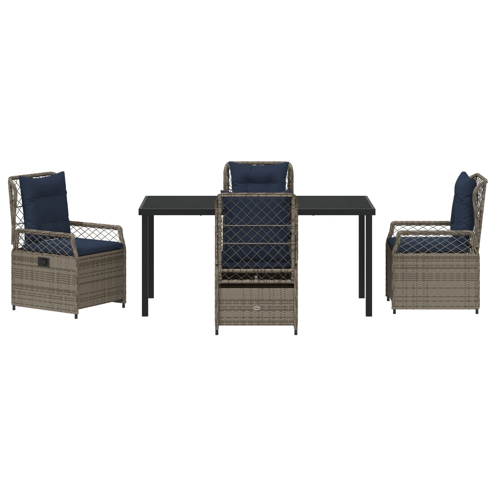 5 Delige Tuin Eetset Grijze Poly Rattan