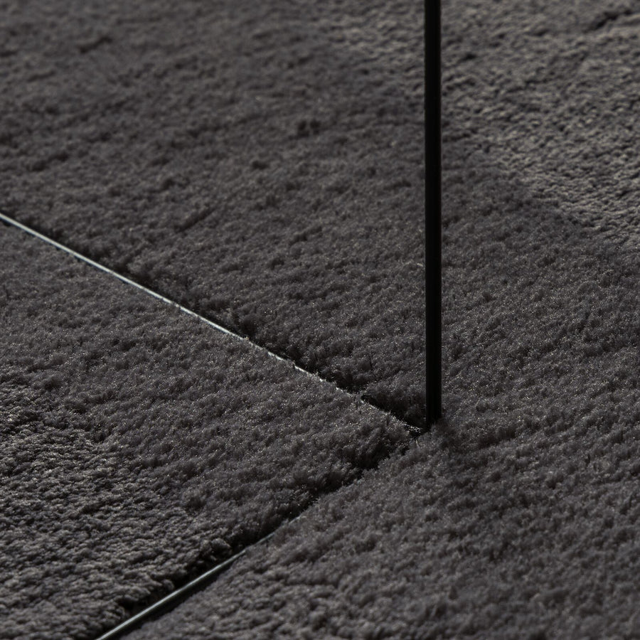 Vloerkleed ""Huarte"" Korte Pool Zacht En Wasbaar Anthraciet 120 x 170 cm Ovaal-Asymmetrisch