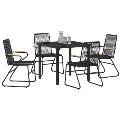 5-Delige Tuin Eetset Zwart Pvc Rotan