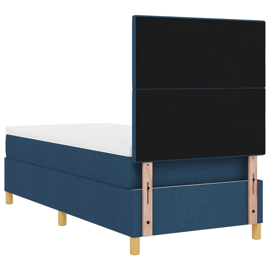 Boxspringbed Met Matras Blauw Eenpersoons Stof Blauw