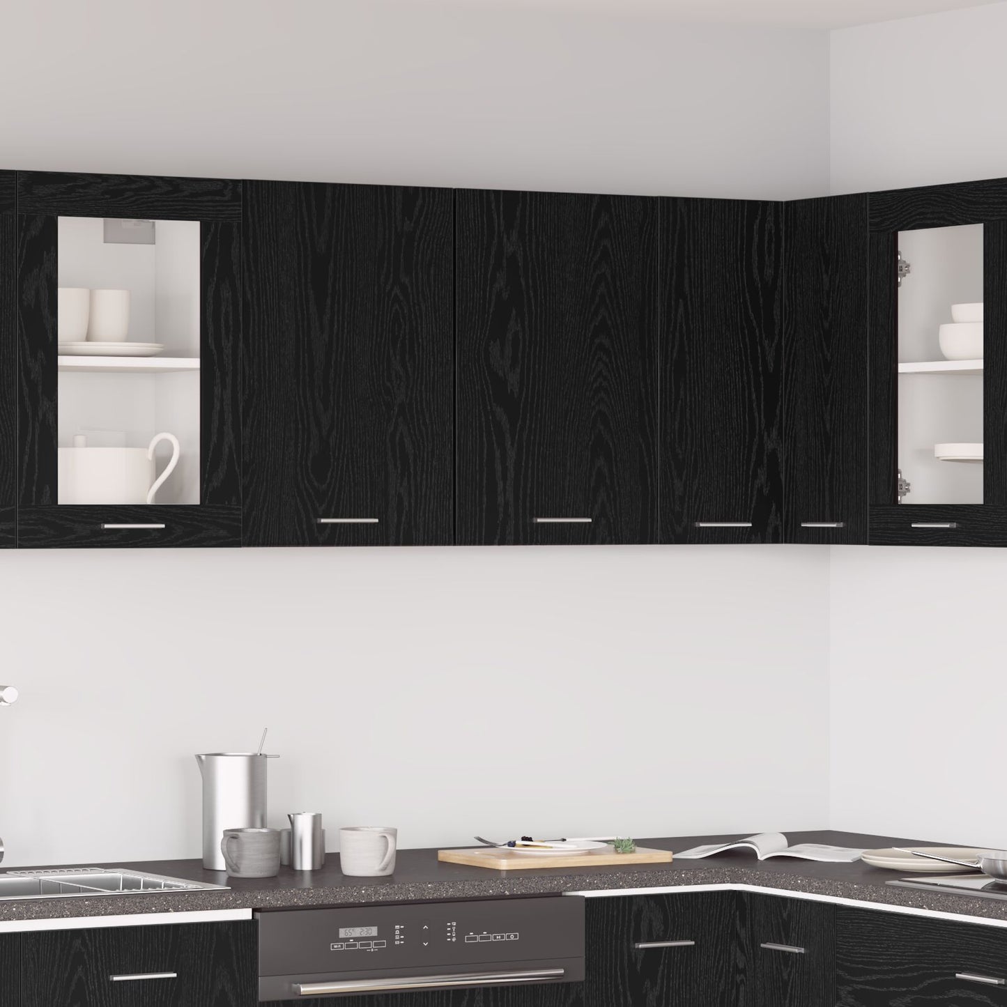 Zwarte Eiken Hangkast - 80X31X60 Cm - Gemaakt Van Bewerkt Hout