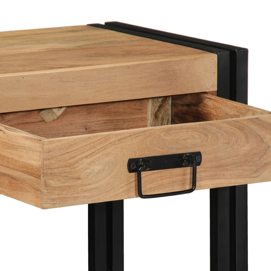 Consoletafel Zwart 90X33X75 Cm En Metaal 90 cm Massief acaciahout