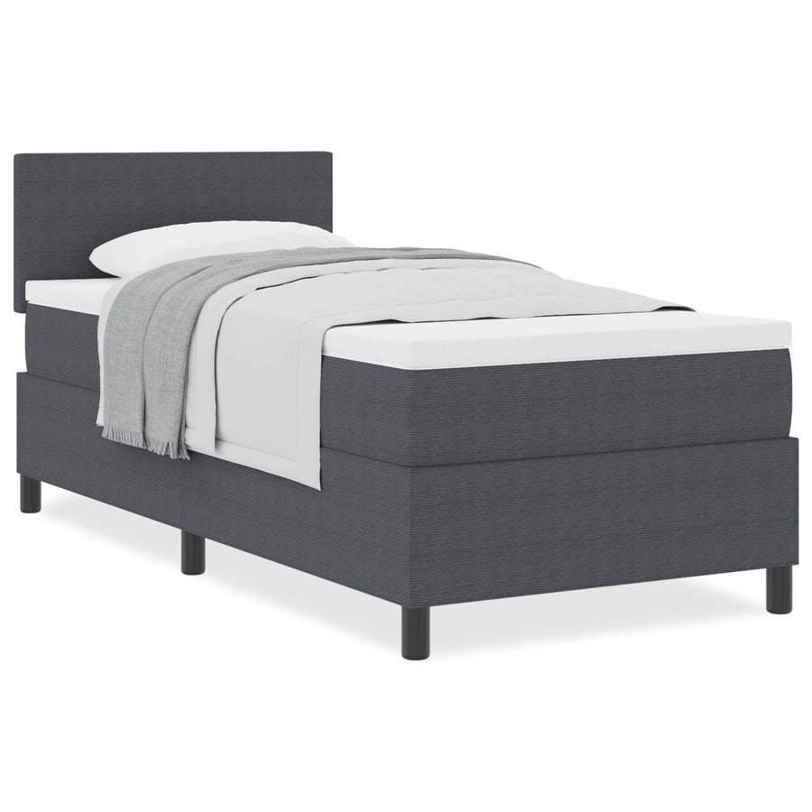 Boxspringbed Met Matras Donkergrijs 80X200 Cm Corduroy Stof