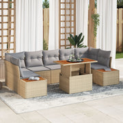 Garden Dining Set with Cushions 8 pcs Beige and Grey