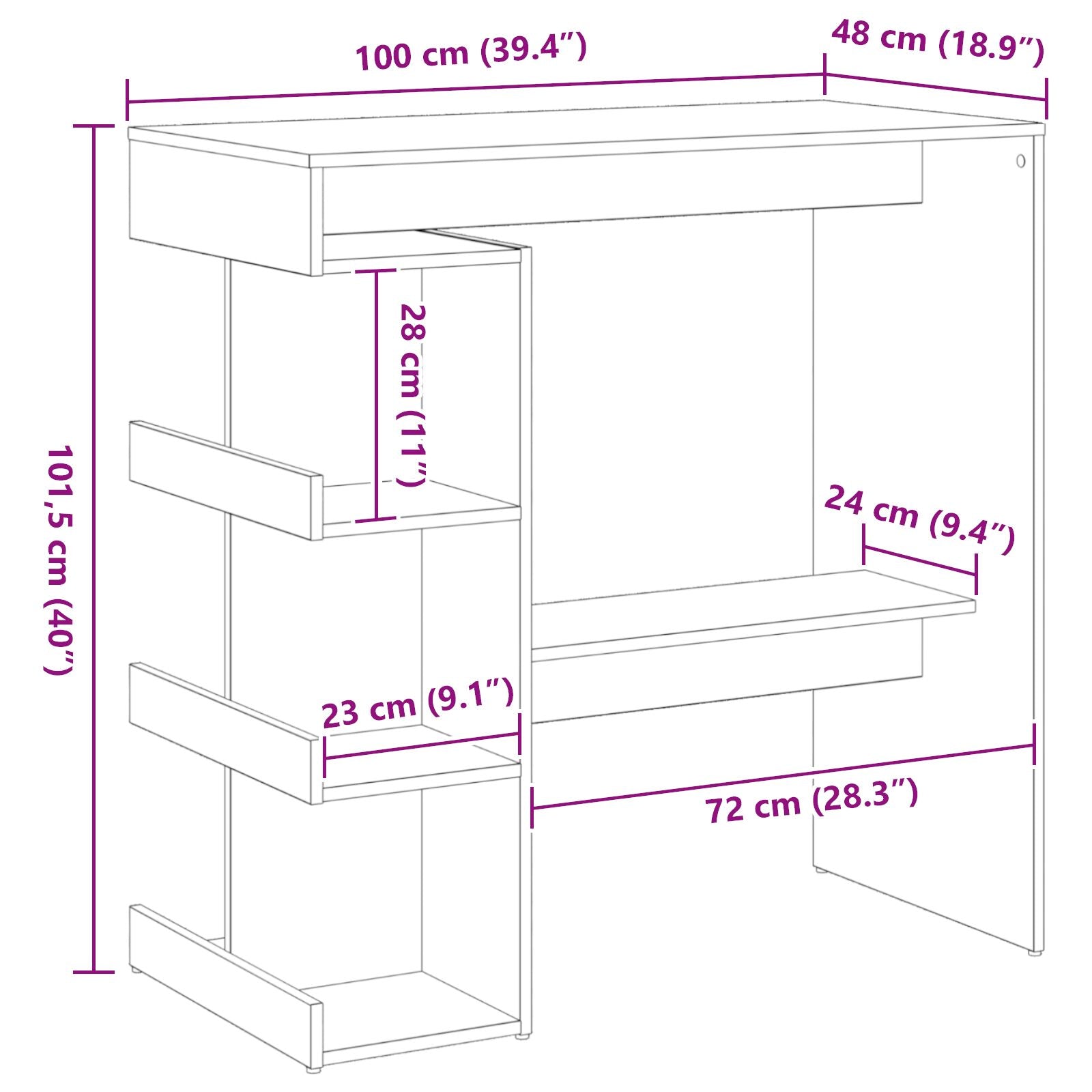 Zwart Eiken Bartafel Met Opslagrek, 100X50X101.5 Cm