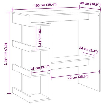 Zwart Eiken Bartafel Met Opslagrek, 100X50X101.5 Cm