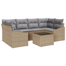 7-Delige Tuin Sofa Set Met Kussens Beige Poly Rattan