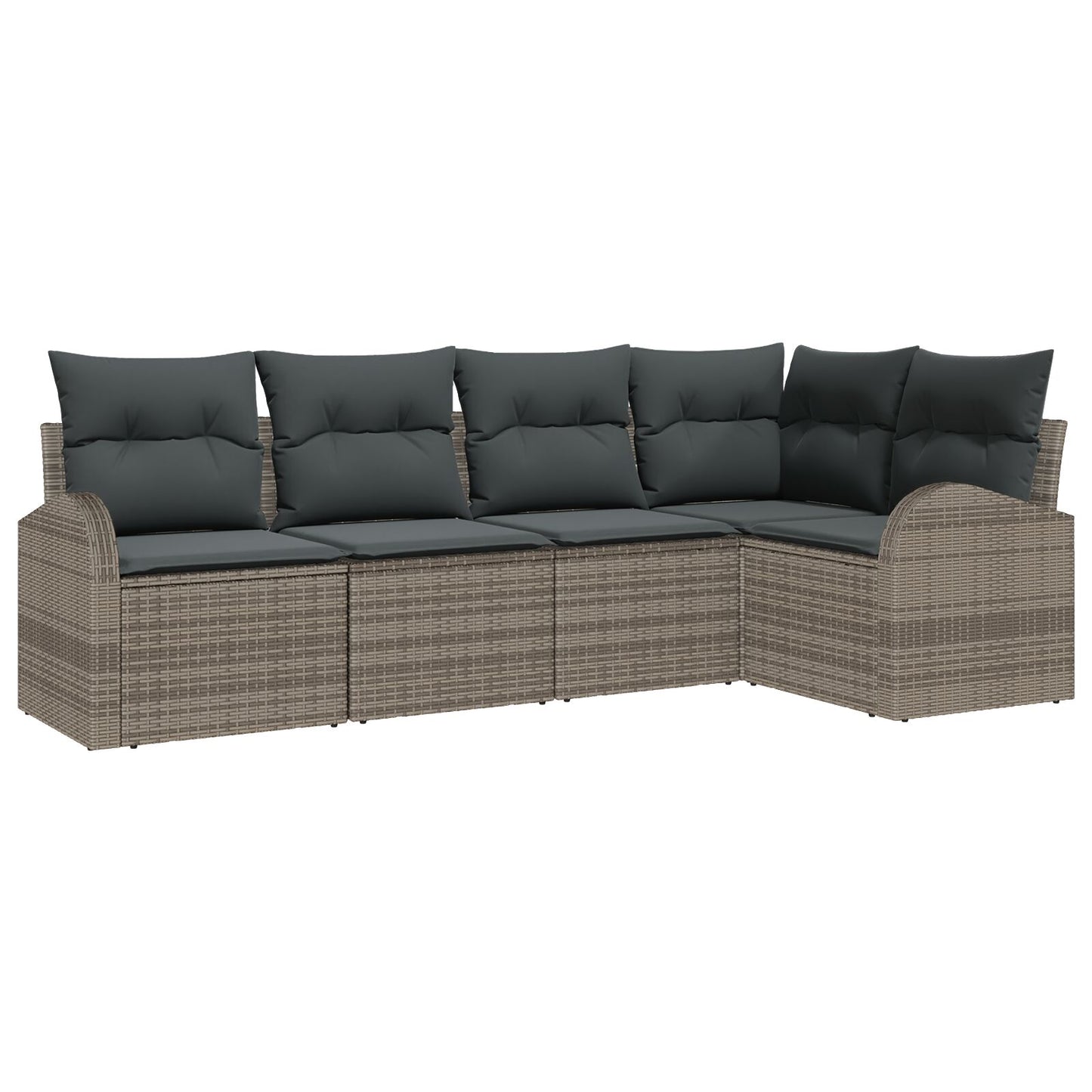 5-Delige Tuin Sofa Set Met Kussens Poly Rattan Grijs zonder tafel